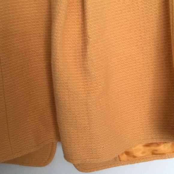 Ellen Tracy Mustard Yellow Angora & Wool Blend One Button Coat Pockets Sz 4 Flaw - Picture 8 of 10